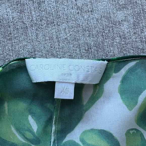 NWOT $650 NEW Caroline Constas Charlize Coverup White Green Palm Leaf Dress - Picture 5 of 6